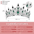 thumbnail image 4 of Miallo Vintage Emerald Green Crystal Tiara for Women, Baroque Silver Rhinestone Queen Crown, Forest Theme Wedding Bridal Headpiece, 4 of 7