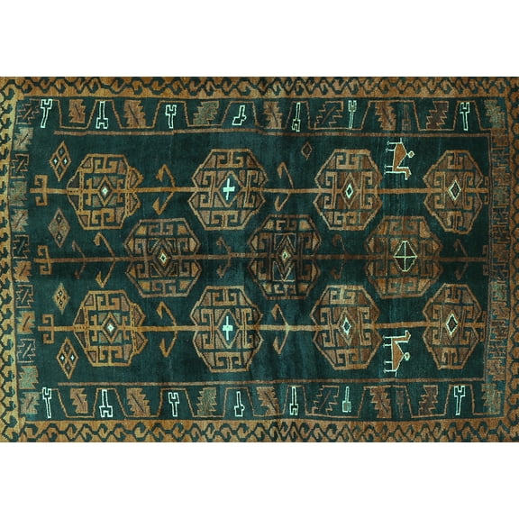 Ahgly Company Machine Washable Indoor Rectangle Persian Turquoise Blue Traditional Area Rugs, 5' x 7'