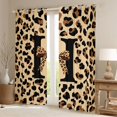 thumbnail image 2 of Castle Fairy Leopard Bow Letter H Blackout Curtains Set of 2 (52x84 Each) for Girls,Wild Pattern Window Curtains for Bedroom, 2 of 6