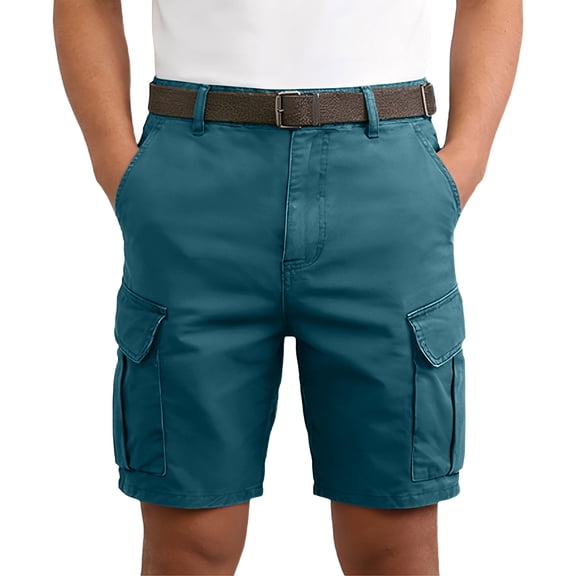 Camo Cargo Shorts for Men Multi Pockets Twill Elastic Waist Shorts Pants Drawstring Ripstop Straight Leg Camouflage Cargo Shorts Relaxed-Fit Summer Outdoor Activities Casual Bermuda Short,Blue XL