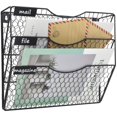 thumbnail image 1 of EASEPRES Mail Organizer Wall Mount Hanging File Holder Storage, Metal Chicken Wire Magazine Rack 3 Tier, Black, 1 of 4