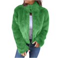 thumbnail image 3 of Zedker Faux Fur Jacket Women High Collar Fur Zipper Casual Jacket Winter Fuzzy Cropped Jacket Furry Sherpa Fleece Teddy Coat, 3 of 7