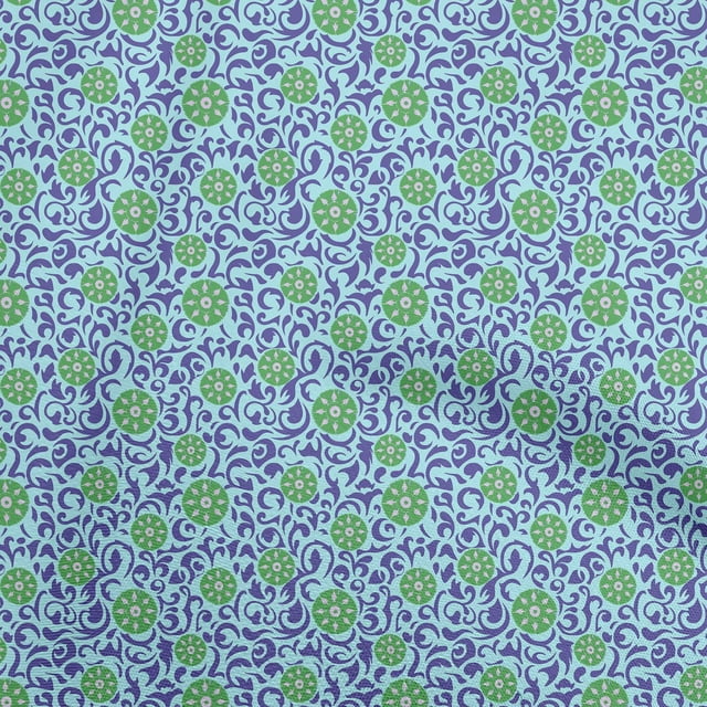 oneOone Cotton Silk Light Blue Fabric Asian Suzani Craft Projects Decor Fabric Printed By The Yard 42 Inch Wide