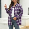 jsaierl Women's Button Down Flannel Shirts Plaid Shacket Long Sleeve