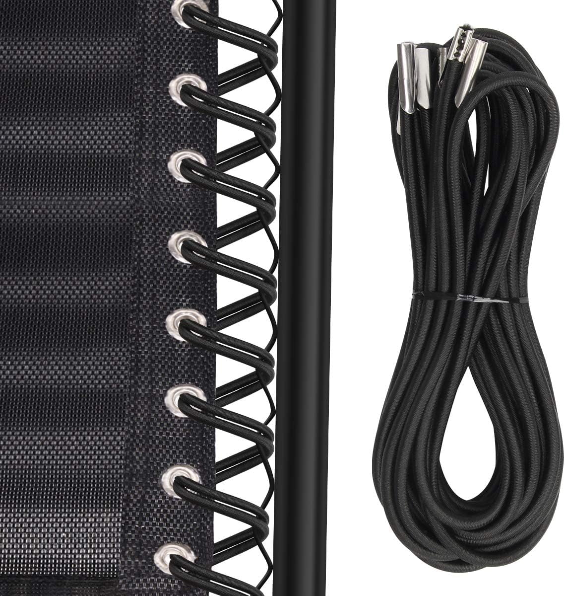 Lawn Reclining Chair Replacement Cord Kit, 4 Cord for Zero Gravity and Bungee Chairs, Black