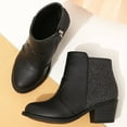 thumbnail image 2 of Girls Chelsea Boots Glitter Suede Thickened Winter Warm Ankle Booties Zip up Chunky Stacked Heel Casual Dress Boots G 12.5 Little Kid, 2 of 5