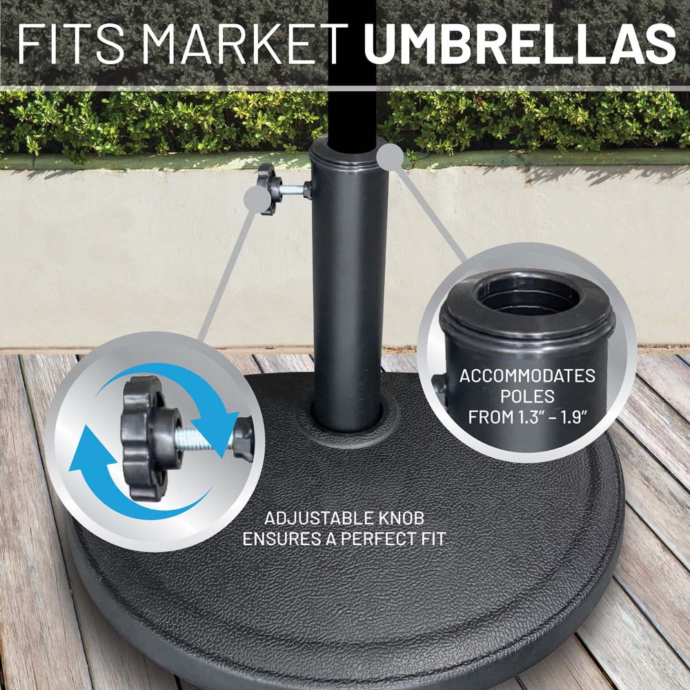 US Weight Half Round 20 lb Patio Umbrella Base - Adjustable Stand for Posts up to 1.9 Inches