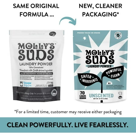Molly's Suds Laundry Detergent Powder for Sensitive Skin, 70 Loads (Unscented)