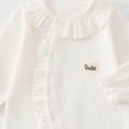 thumbnail image 4 of KPOPLK Infant Baby Girl Pajamas One Piece Girls Button Down Long Sleeve Footless Sleepers for 0 3 6 9 12 18 Months Size 6-9 Months,Beige, 4 of 4