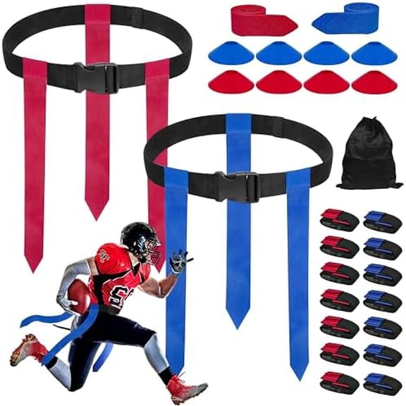 Flag Football Belts, 14 Player Adjustable Flag Football Set with 42 Flags, 8 Practice Cones and Bag, for Kids Youth and Adults Training$$Sport & Recreation Other
