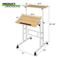 thumbnail image 5 of Magshion Workstation, Adjustable Height Standing Desk, Rolling Computer Desk with Monitor Shelf for Home, Natural, 5 of 12