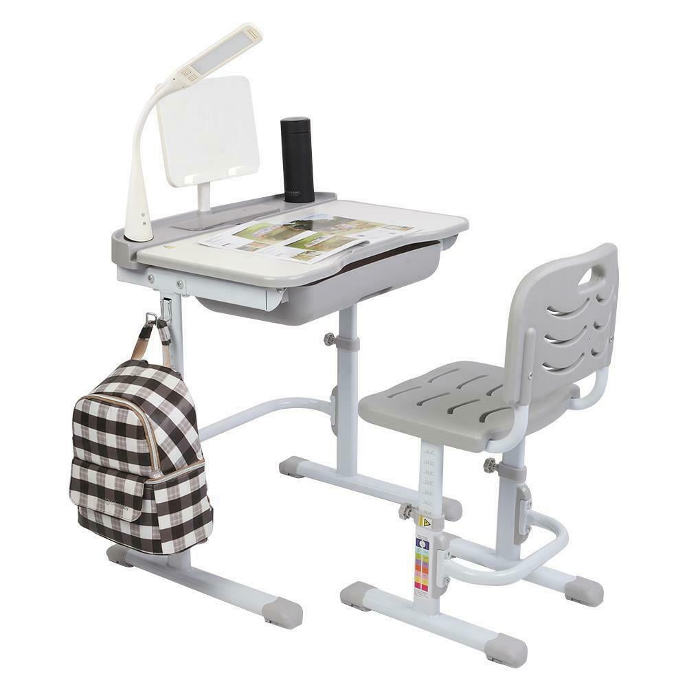 Height Adjustable Desk and Chair Set Student with Lamp Reading Stand Table New 