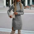 thumbnail image 2 of Sweater for Women Collared Knitted A-Line Sweater Dress, 2 of 4