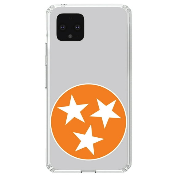 DistinctInk Clear Shockproof Hybrid Case for Google Pixel 4 (5.7" Screen) - TPU Bumper, Acrylic Back, Tempered Glass Screen Protector - Grey Orange Tennessee Flag - US State Flag