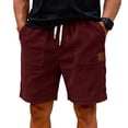 thumbnail image 5 of Homeyce Men's Shorts Corduroy Drawstring Waisted Shorts Summer Beach Loose Fit Casual Bermuda Short with Pockets Straight-Leg Cargo Short,Red 2XL, 5 of 5