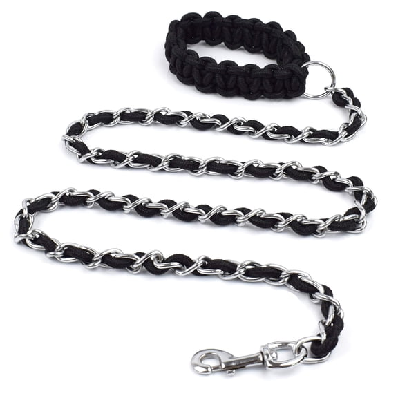 Heavy Duty Dog Leashes Metal Pet Chain Lead with Soft Rope Handle for Medium Large Dogs L-170 * 0.5cm single rope
