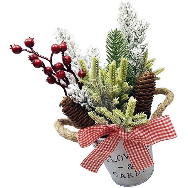 Mini árbol de Navidad pequeño árbol de pino Mini árboles de pino de Christma árboles de nieve helada de sisal artificial para la decoración del hogar de la fiesta de vacaciones de Navidad,11 Feliz Sencillez