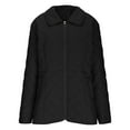 thumbnail image 4 of WMTBSRSW Casual Quilted Coat for Women Lightweight Solid Long Sleeve Padded Cardigan Jackets Loose Warm Lapel Button Down Outwear No Hood Black Small, 4 of 7