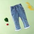 thumbnail image 6 of Coerni Casual Pants Toddler Baby Girls Strawberry Pattern Denim Pants Lace Edge Elastic Waist Jean Summer Fashion Casual Trousers, 6 of 8