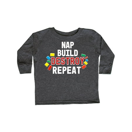 

Inktastic Nap Build Destroy Repeat with Colorful Building Blocks Gift Toddler Boy or Toddler Girl Long Sleeve T-Shirt