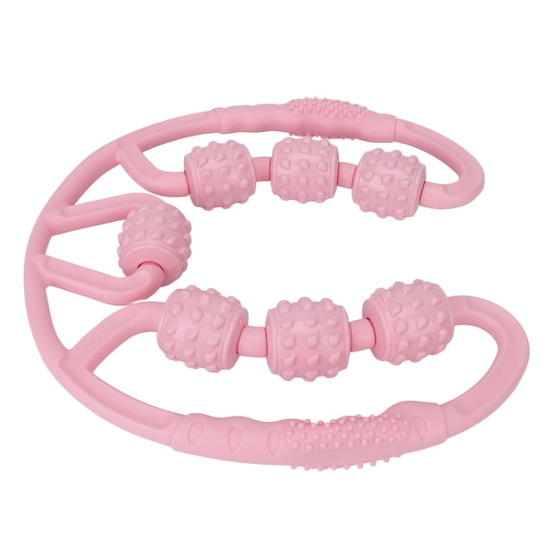 Rodillo De Masaje Para Piernas, 7 Ruedas, Masaje Redondo, Alivia El Dolor Muscular, Rodillos Para Piernas Para Pantorrilla Y Muslo, Color Rosa
