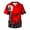 Red, variant on Men V Neck Short Sleeve Halloween Print Chest Pocket Scrub Top Comfortable Fit Soft Fabric Workwear Shirt