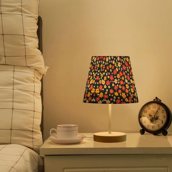 Yayeee Mini Table Lamp 10.8" Dimmable with Fabric Shade 3 Color Temperatures, Small Colorful Flower