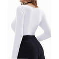 thumbnail image 4 of Women Long Sleeve Shirt Scoop Neck Tops Slim Fit Basic Top Base Layer Tee, 4 of 6