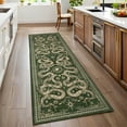 thumbnail image 2 of GlowSol 2'x6' Snake Pattern Runner Rug Hallways Kitchen Runner Rug Non Slip Bedroom Rug Soft Low Pile Thin Rug for Laundry Room, Green, 2 of 7