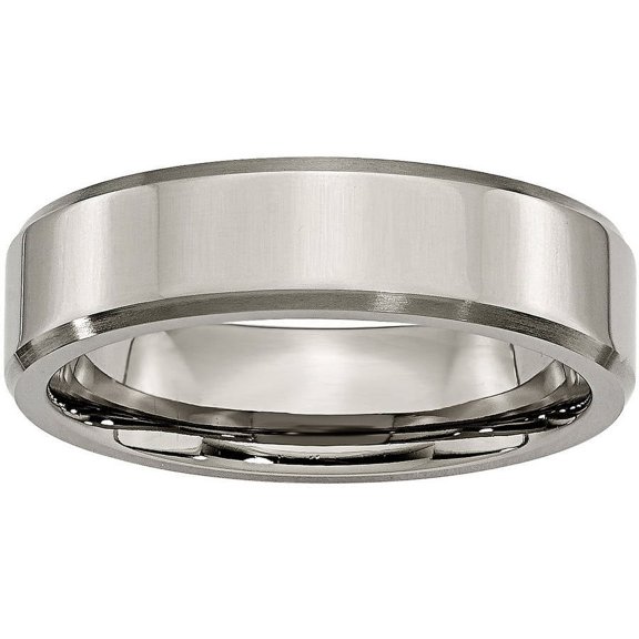 Primal Steel Titanium Brushed 6mm Beveled Edge Band