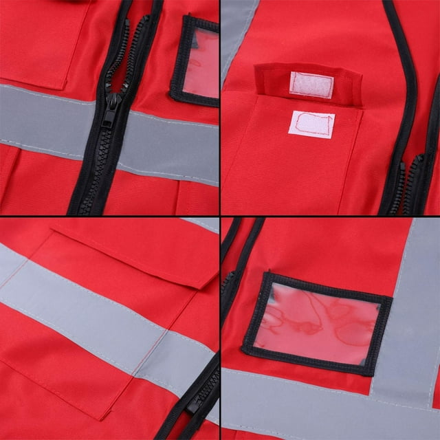 Knitted Fabric High Light Reflective Tape Safety Waistcoat, Multifunctional Stereoscopic Pocket Reflective Vest, for Workers Walker