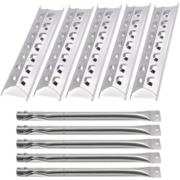 Grill Replacement Parts for Master Forge 5 Burner 3218LT, 3218LTN, L3218, 2518-3, 3218LTM, Kenmore Gas Grill Models 148.16156211, 148.16137110, 5 Pack SPE181 Heat Plate SBE601 Grill Burner