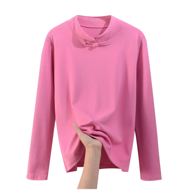 Yuyuzo Hauts de Pyjama pour Femmes Doublés en Molleton Col Roulé Couche de Base sous-Vêtements Thermiques en Molleton