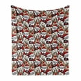 thumbnail image 1 of Christmas Soft Flannel Fleece Throw Blanket, Snowman Reindeer Santa Claus Cartoon Image Theme Winter, Cozy Plush for Indoor and Outdoor Use, 50" x 70", Pale Brown White and Red, by Ambesonne, 1 of 6