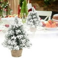 thumbnail image 2 of 14 Inch Tabletop Christmas Tree Artificial Pine Tree with Base Snow Flocked Frosted Centerpiece for Home Office Indoor Outdoor Holiday Party Xmas Decorations Winter Celebrations, 2 of 7