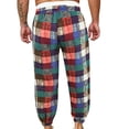 thumbnail image 4 of Virmaxy Pantalons Larges pour Hommes, Imprimé à Cordon, Patchwork Décontracté, Lin, Longs Pantalons de Course, Joggeurs, Pantalons de Survêtement Rouges 2TG, 4 of 4