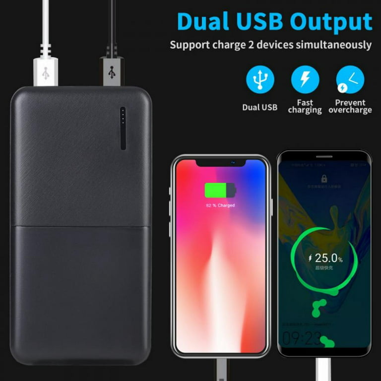 50000 mAh Dual USB Portable Power Bank External Battery Fast Charging -  Black 