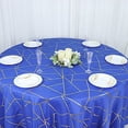 thumbnail image 5 of BalsaCircle 120" Royal Blue Gold Metallic Geometric Design Polyester Round Tablecloth Catering, 5 of 8