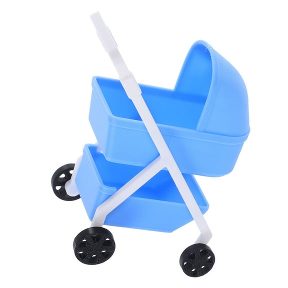 NIAIZEK Dollhouse Decoration Stroller Toy Blue Plastic 1Pack