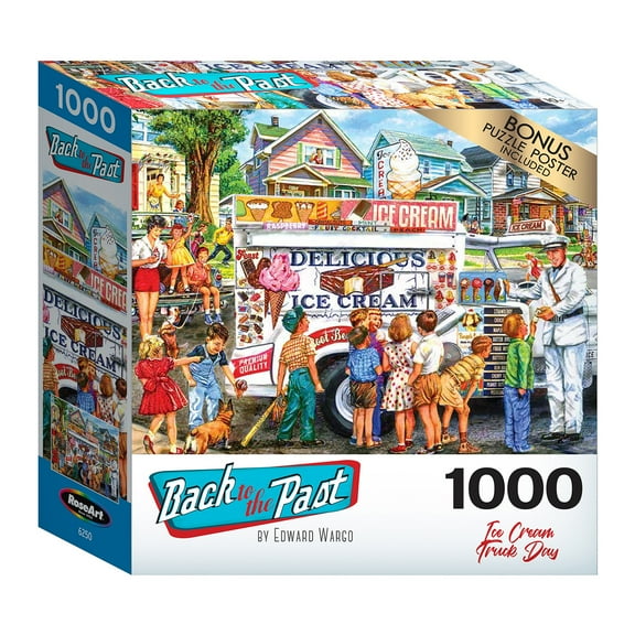 RoseArt Back to the Past 1000-Piece Ice Cream Truck Day Adult Interlocking Puzzle