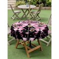 thumbnail image 3 of Outdoor Tablecloth with Umbrella Hole and Zipper, Pink Christmas Round Table Cloth 60 Inch Waterproof Tablecloth, Black Xmas Tree Farmhouse Plaid Snowflakes Picnic Table Cover for Patio Camping, 3 of 7