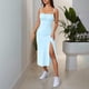 thumbnail image 1 of mfyjkho Vestidos de fiesta para mujer, Vestido plisado liso de moda para mujer, cuello redondo, sin mangas, informal, cómodo, para toda ocasión. Vestidos largos para mujer xl, 1 of 9