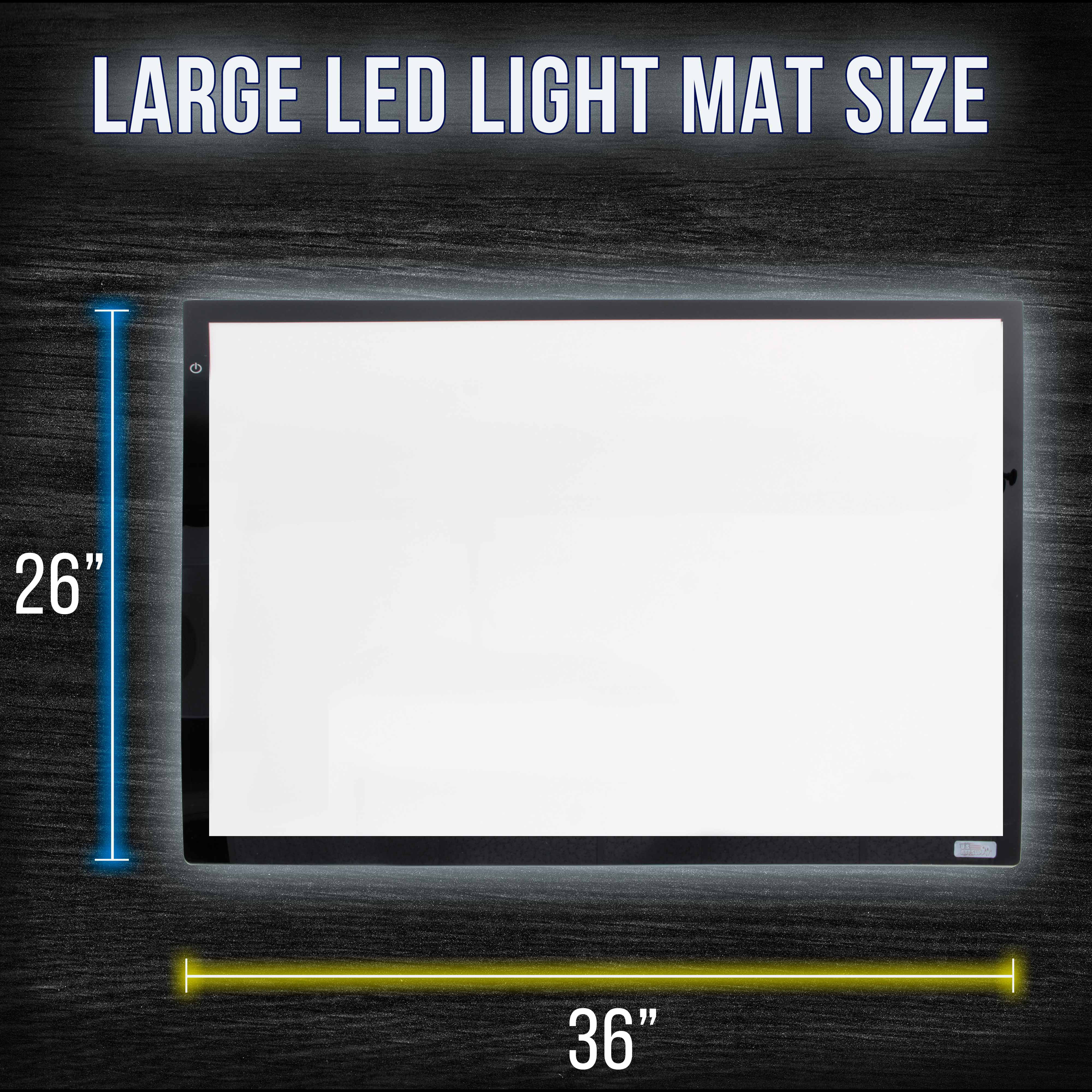 US ART SUPPLY Lightmaster 32.5 Extra Large 17x24 LED Lightbox Board Ultra-Thin 3/8 Light Box Pad and 110V AC Power Adapter Dimmable LED with Measuring Overlay Grid & Circle Template/Protractor A2 
