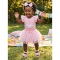 thumbnail image 5 of Aojekbee Baby Girl First Birthday Outfit Cupcake Embroidered Flying Sleeve Romper Tulle Skirt and Bow Headband 3 Piece Set, 5 of 9