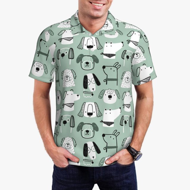 Balery Puppy Camisa Polo de Hombre con Estampado, de Manga Corta y Tejido Medio, Camisa Tipo Golf Polo-Small