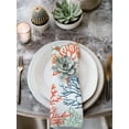 thumbnail image 3 of Hokiten Kitchen Dinner Napkins Set of 4 Boho Ocean Coral Cloth Napkins Reusable Washable Table Napkins for Weddings Cocktail Parties Holiday Table Decor 20x20 Inch, 3 of 8