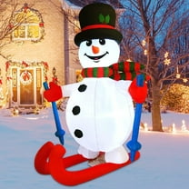GOOSH Christmas Inflatables 5.6 FT Snowman on Skis Inflatable with Built-in LEDs, Christmas Inflatables Snowman Blow Up Snowman Inflatables, Outdoor Christmas Decorations Clearance for Xmas Holiday