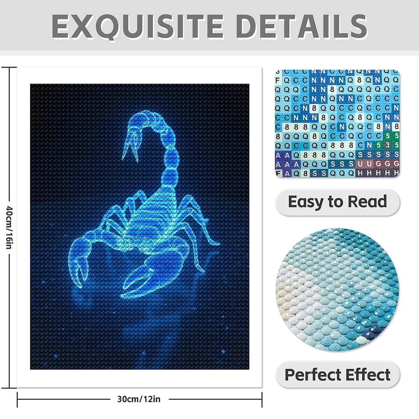 Diamond Art Kit for Adults, Holographic Scorpion Digital Art Diamond Painting for Adults Beginners, 5D DIY Diamond Art Painting Kits, Colorful Diamond Painting Craft for Home Decor 12x16