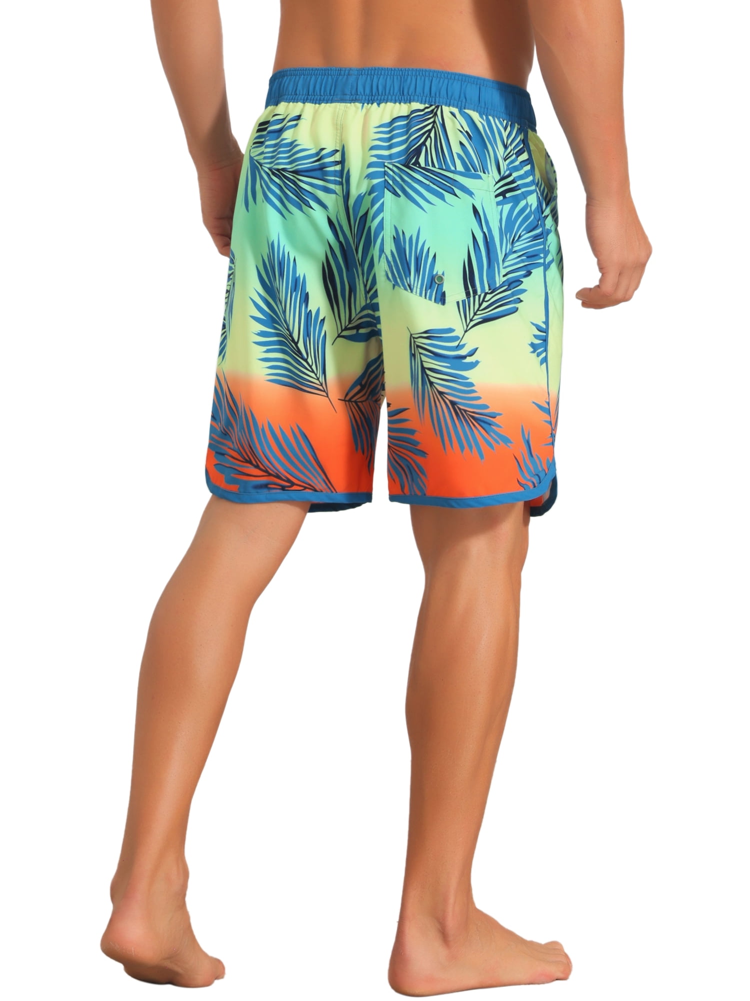 INSPIRE CHIC Men's Printed Elastic Liner Drawstring Swimming Shorts with Pockets 30 Light Blue
