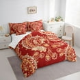 thumbnail image 3 of Homewish Vinatbe Red Paisley Twin Bedding Sets 7-Piece, Western Hippie Bohemian Bedding Comforter Set, Rustic Damask Floral Reversible Sheet Sets, Lightweight Room Decor, 3 of 7